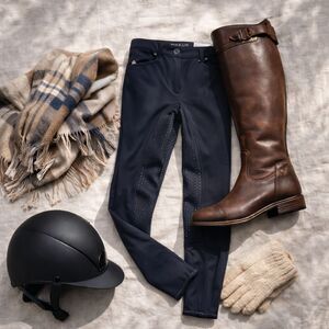 Pikeur Women's Equestrian Breeches Navy Full Seat Silicone Grip EU 38